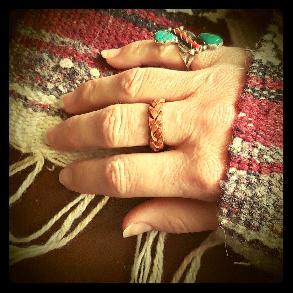 Tiny Braided Leather Ring